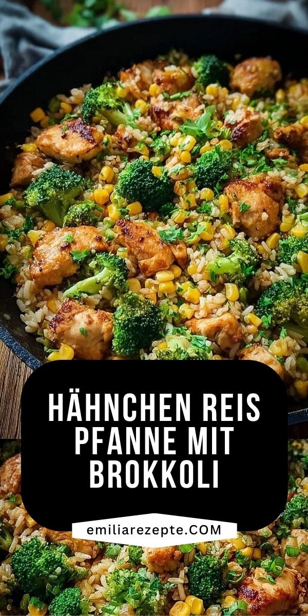 Hähnchen-Reis-Pfanne mit Brokkoli und Mais save this recipe