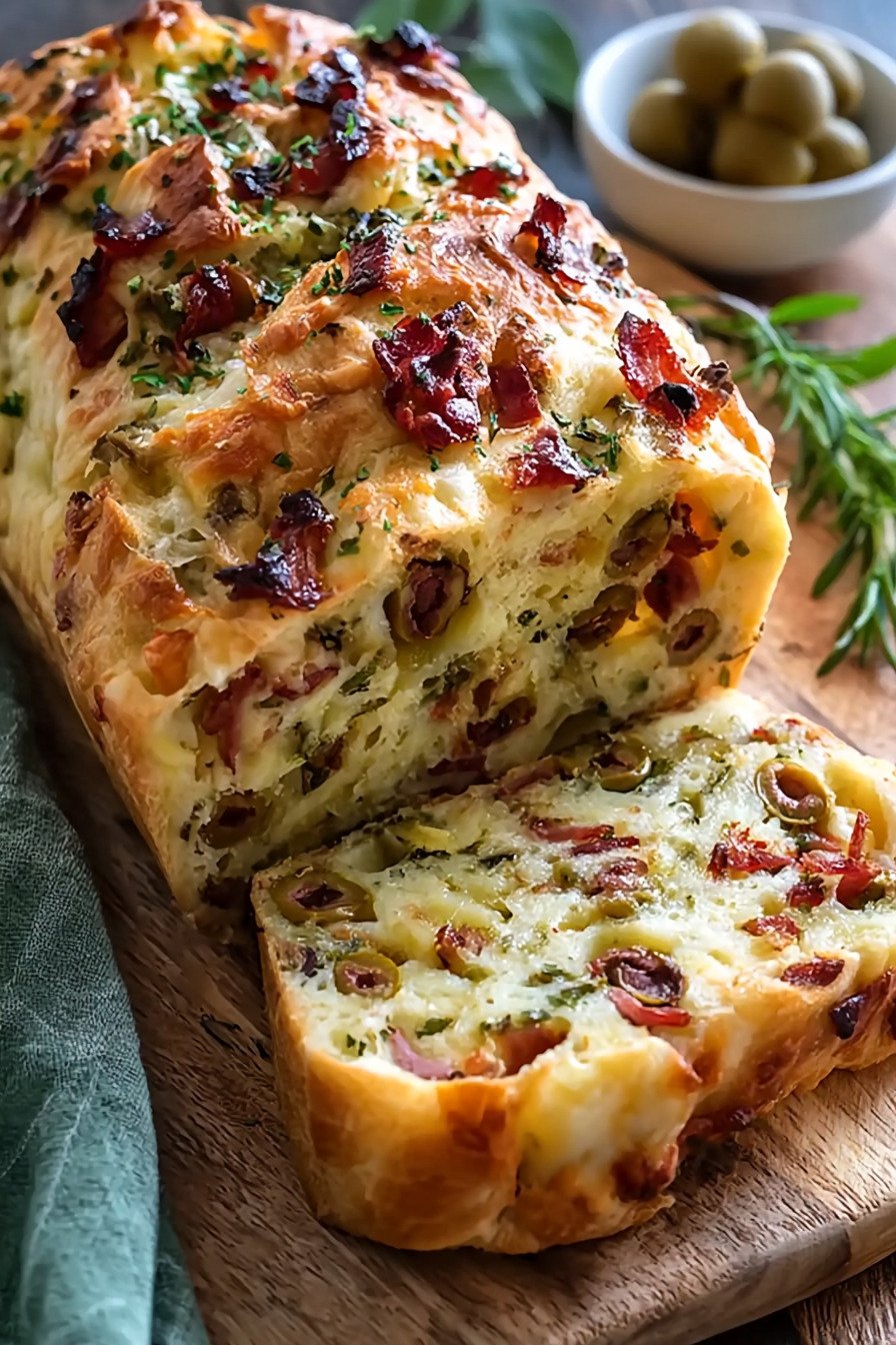 Herzhaftes Oliven-Speck-Käse-Brot mit knuspriger Kruste final result