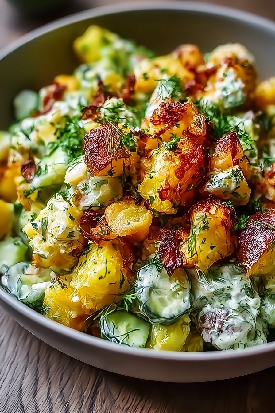 Knuspriger Kartoffelsalat Rezept für extra Crunchy Geschmack extra recipe photo