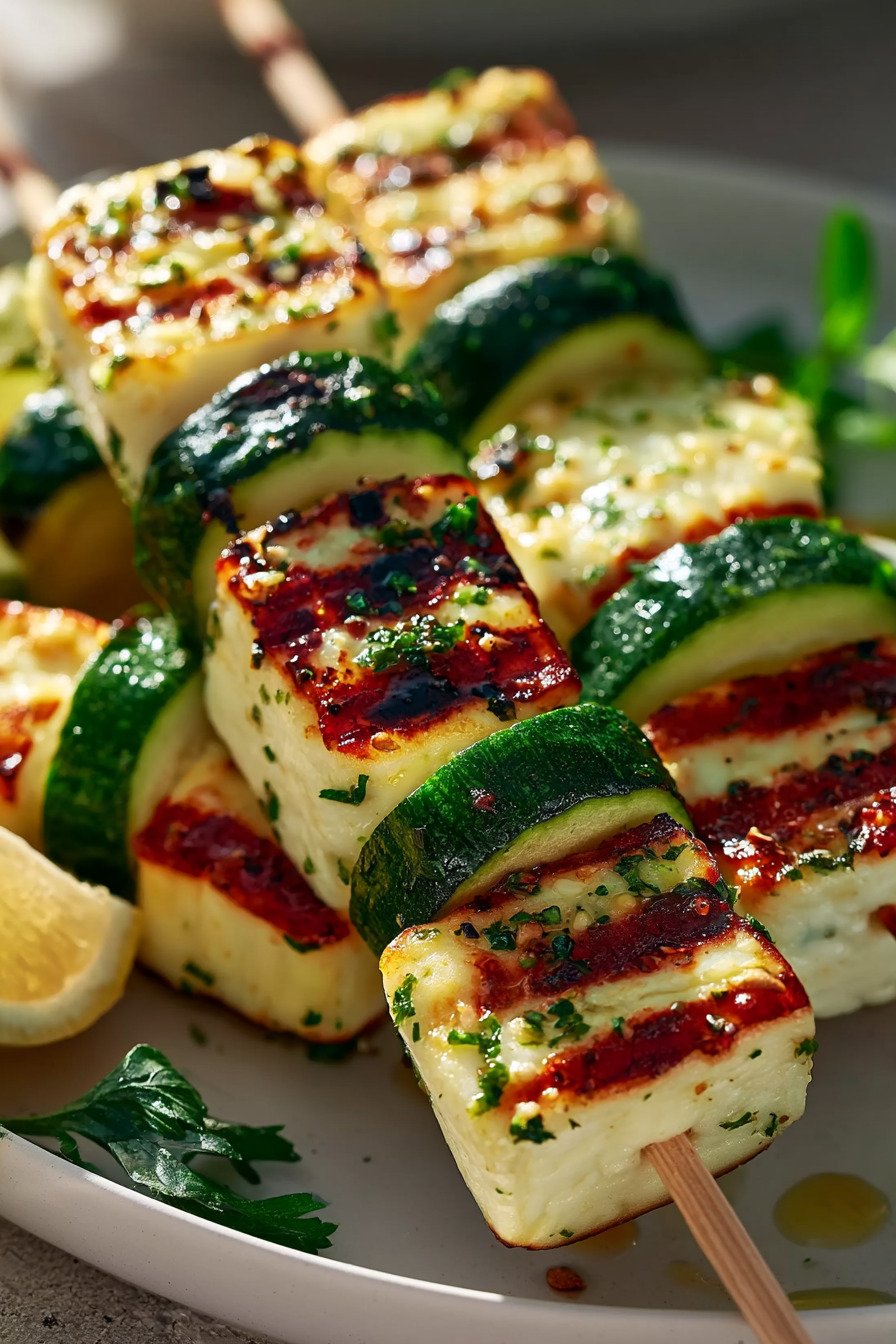 Halloumi Zucchini Spieße vom Grill: sommerlich, würzig und vegetarisch final result