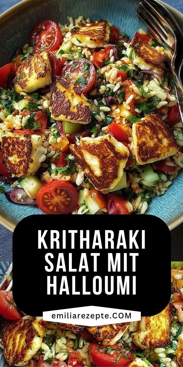Kritharaki-Salat mit Halloumi-Croutons save this recipe