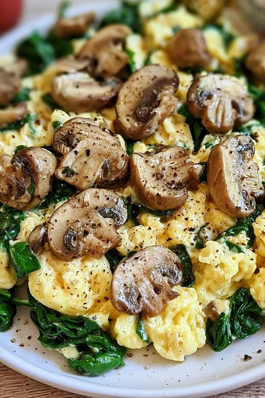 10-Minute Mushroom Spinach Scrambled Eggs mit Pilzen und Spinat recipe tips