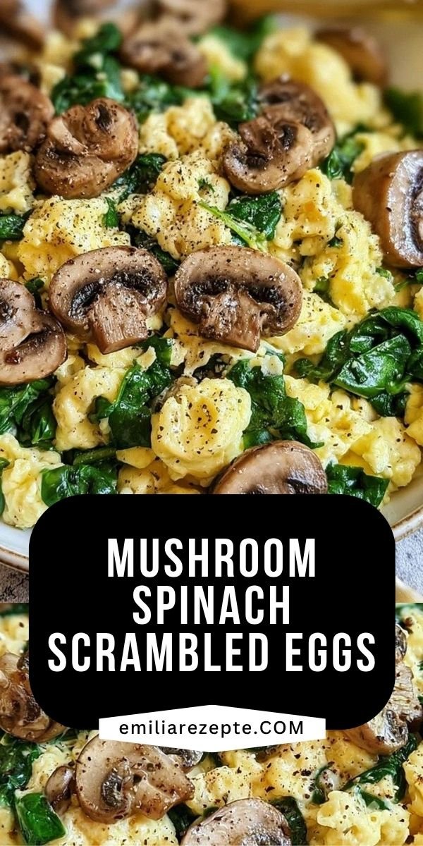 10-Minute Mushroom Spinach Scrambled Eggs mit Pilzen und Spinat save this recipe