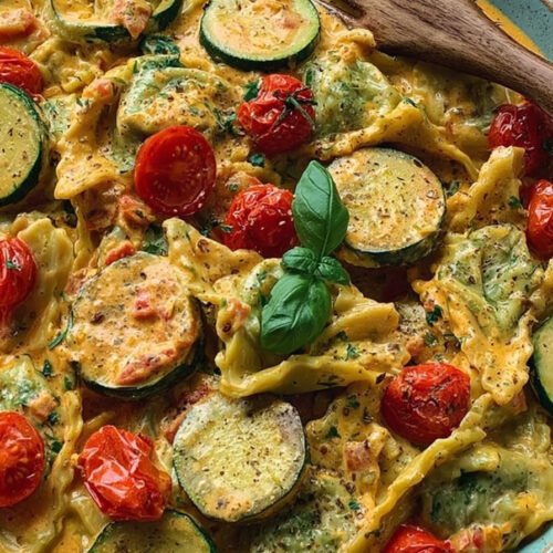 Cremige Maultaschenpfanne mit Zucchini und Tomaten extra recipe photo