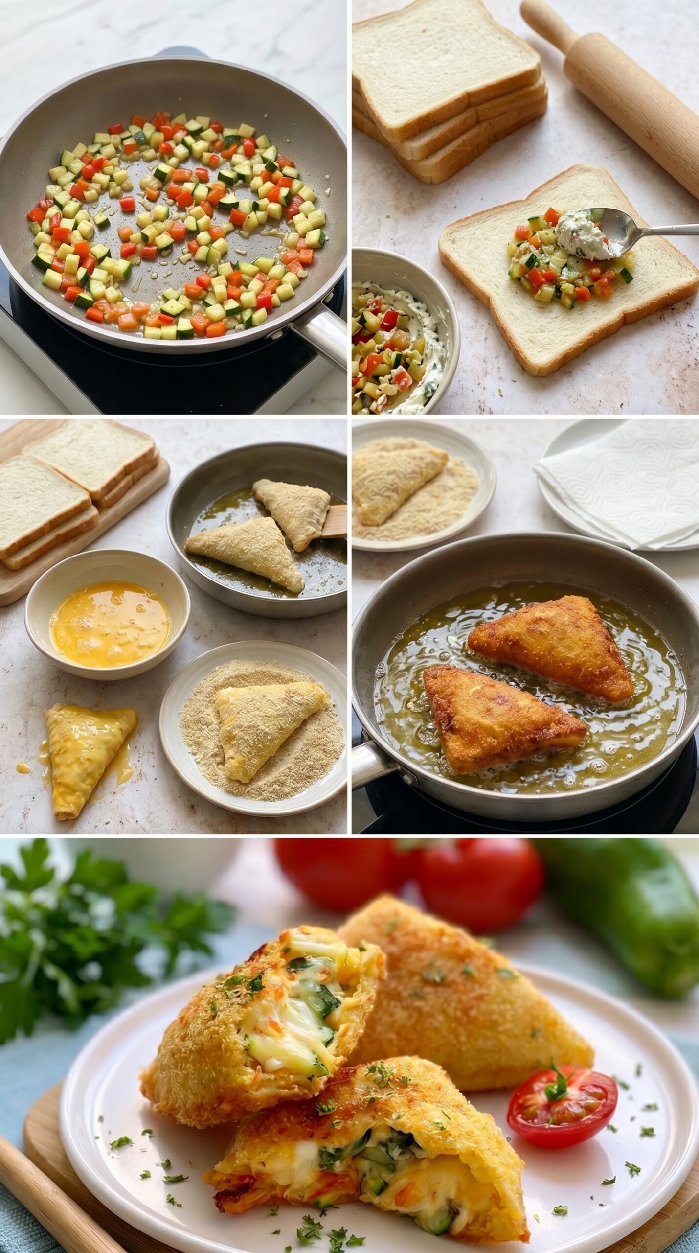 Knusprige Zucchini Frischkäse Taschen recipe instructions