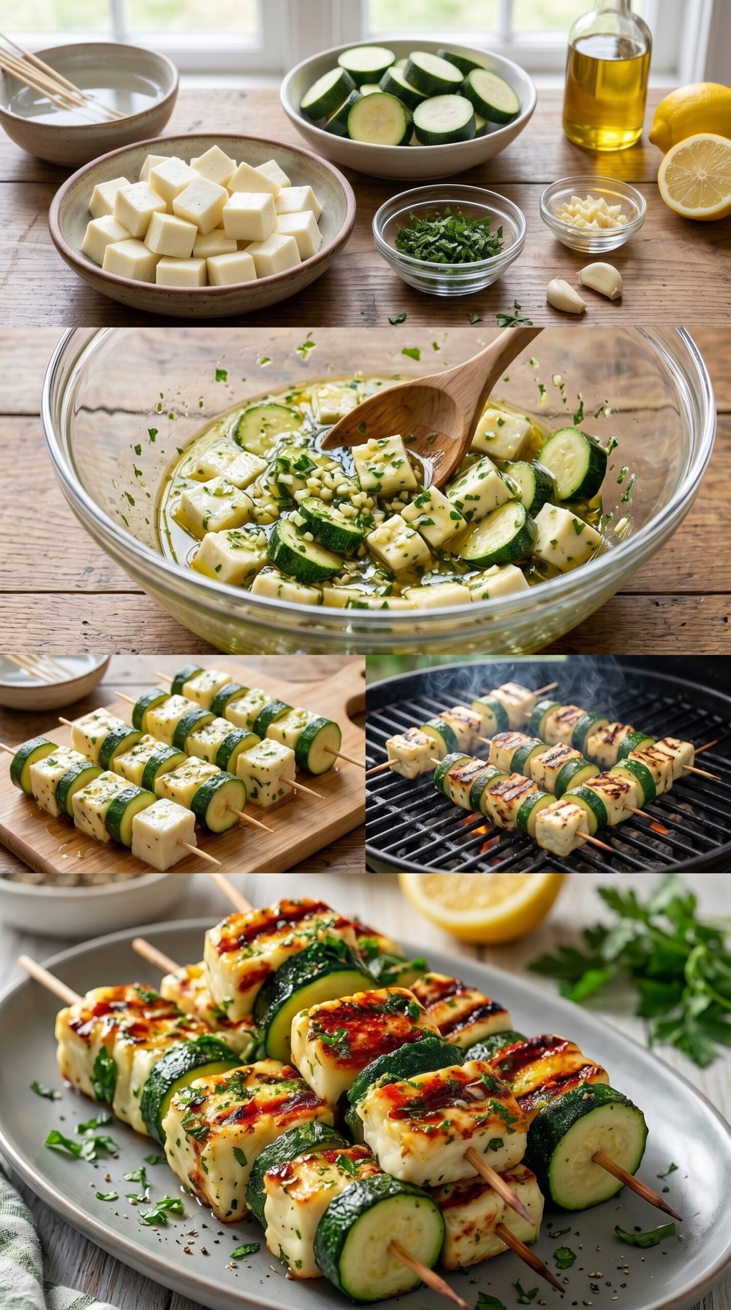 Halloumi Zucchini Spieße vom Grill: sommerlich, würzig und vegetarisch recipe instructions