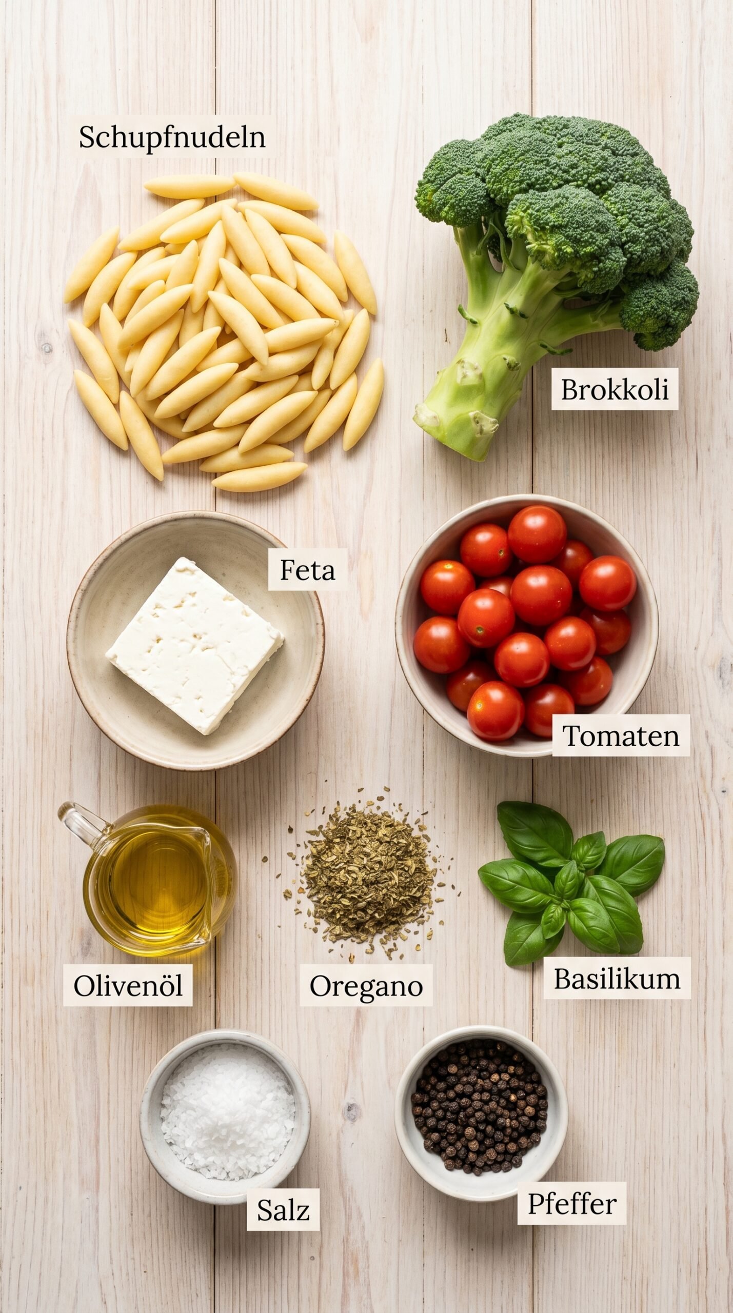 Schupfnudelpfanne mit Brokkoli, Feta und Tomaten recipe ingredients