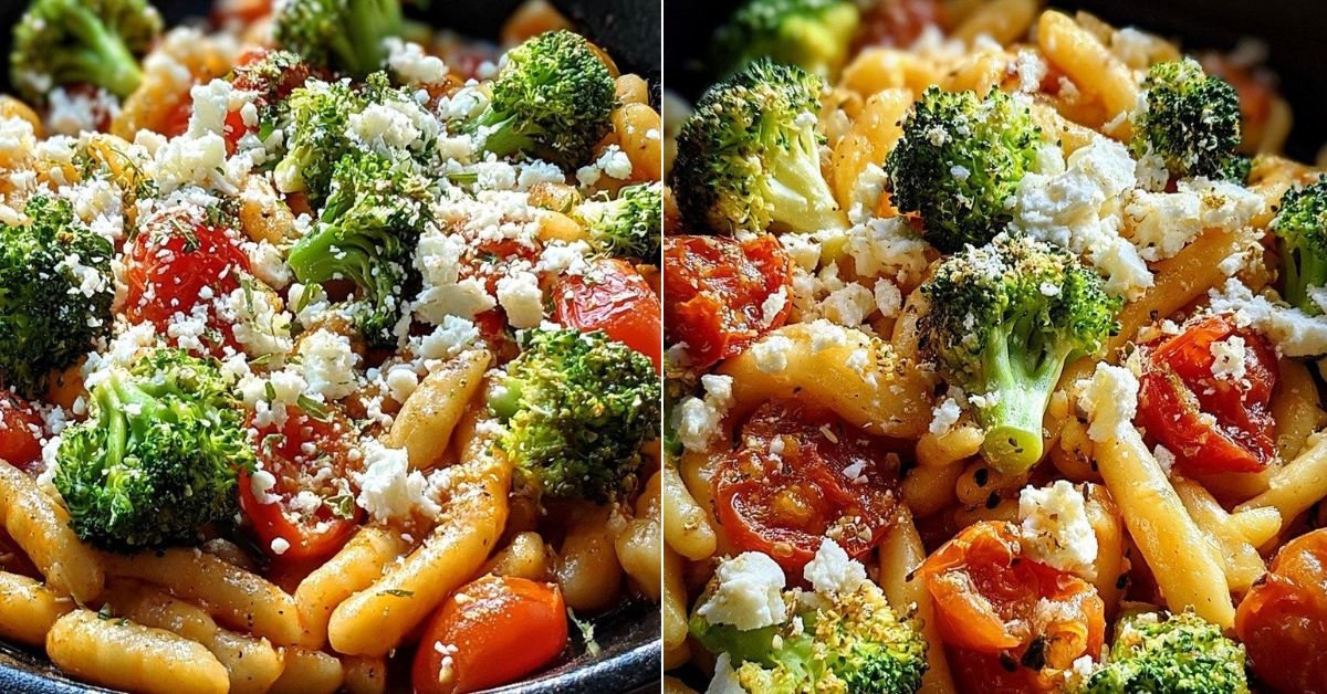 Schupfnudelpfanne mit Brokkoli, Feta und Tomaten recipe photo