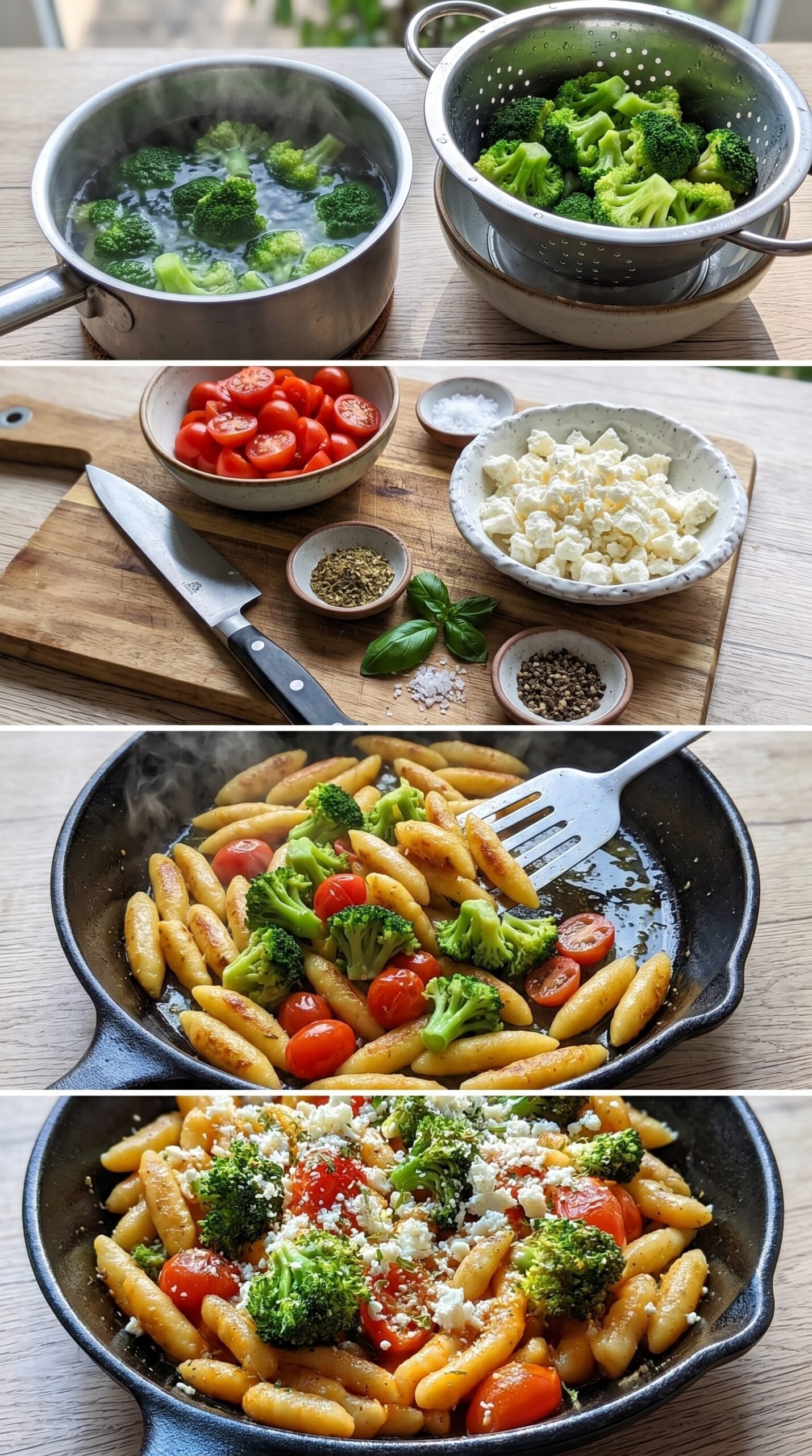 Schupfnudelpfanne mit Brokkoli, Feta und Tomaten recipe instructions